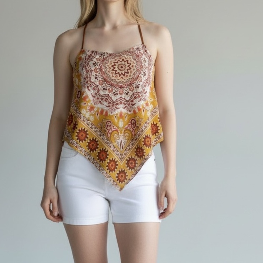 MERAKI bandana sleeveless round neck top size S mandala print